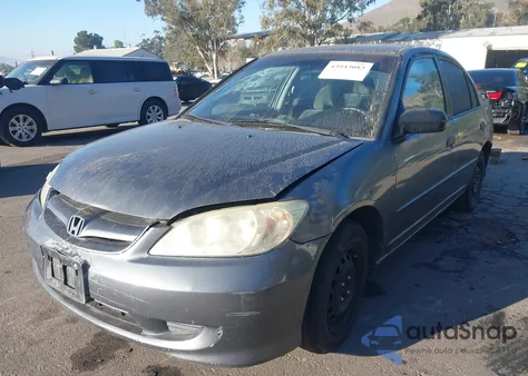 2005 Honda Civic Vp из США, поврежденный, VIN 2HGES16335H522620